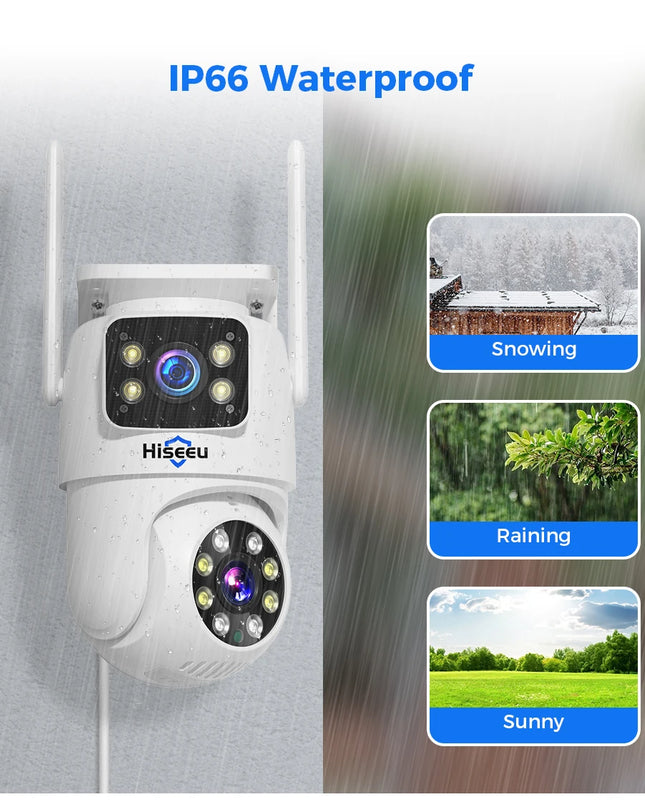 Hiseeu 6MP WIFI PTZ IP Camera Dual Lens 5X Digital Zoom Auto Tracking CCTV Surveillance Camera For Hiseeu Wireless CCTV System