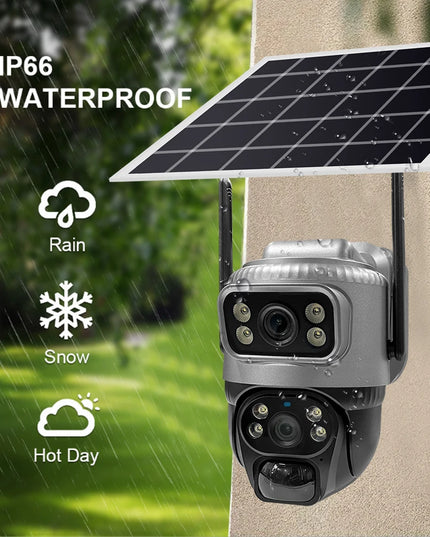 V380 Dual Lens 4G Camera Solar PIR Human Detection Night Vision Waterproof Security Video IP Camara 8MP 4K Battery CCTV Monitor