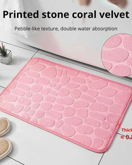 1pc embossed fiber carpet, bathroom living room anti slip mat, pebble floor mat, household items