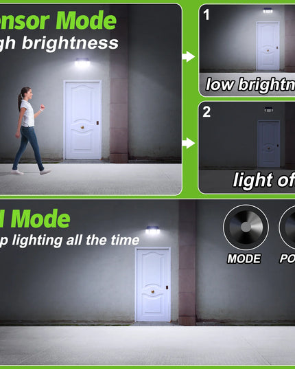 Solar Lights Outdoor with 3 Modes Motion Sensor Super Bright Wall Lamp IP65 Waterproof Street Light for Garden Yard Path Garage
