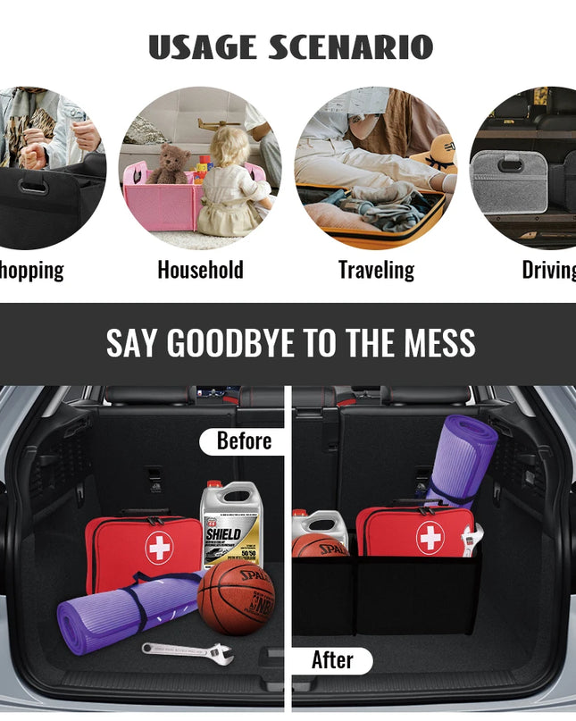 Trunk Organizer for suv, Foldable portable car storage box for camping outdoor storeroom,space saving multi functional