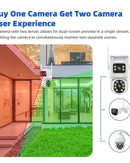 Tuya Smart 4MP+4MP 8MP Dual Lens Battery Solar WiFi Dual Screen Human Motion Tracking Outdoor Security Surveillance FHD Camera