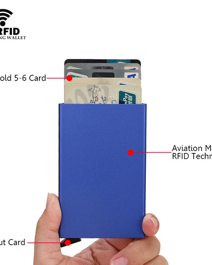 Rfid Smart Wallet Card Holder Metal Thin Slim Men Women Wallets Pop Up Minimalist Wallet Small Black Purse Vallet Walets for Men