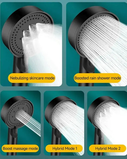 5 Modes Pressure Boost Shower Head Multifunction Adjustable Large Water Shower Nozzle Massage Bathroom Accessory