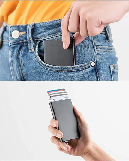 Rfid Smart Wallet Card Holder Metal Thin Slim Men Women Wallets Pop Up Minimalist Wallet Small Black Purse Vallet Walets for Men