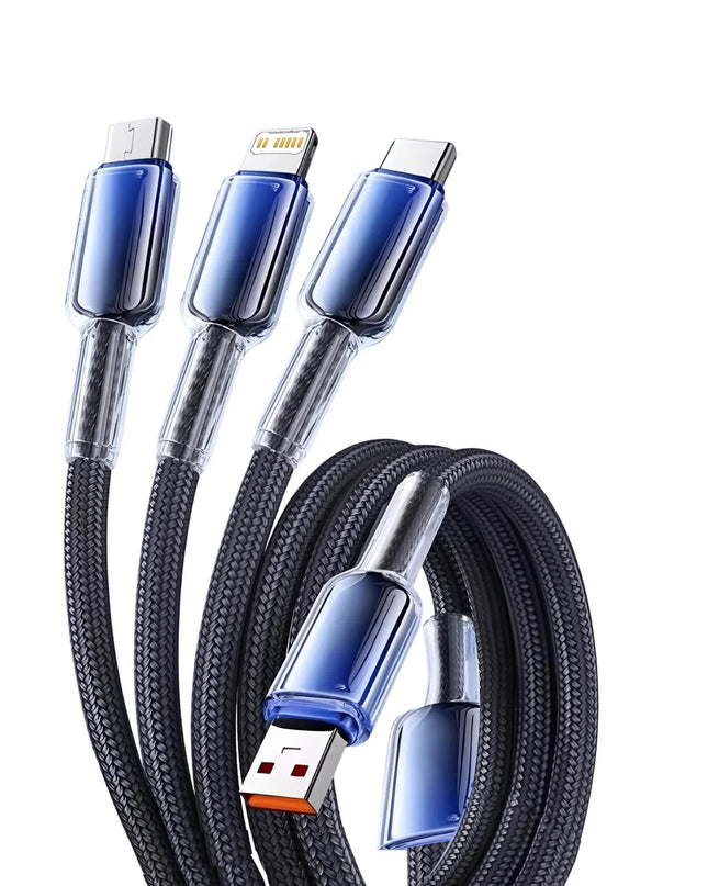 3 in 1 USB Cable 6A 240W Micro USB Type C Charging Cable For iPhone 14 13 12 Huawei Honor Xiaomi 13 ViVo Oppo Data Cord