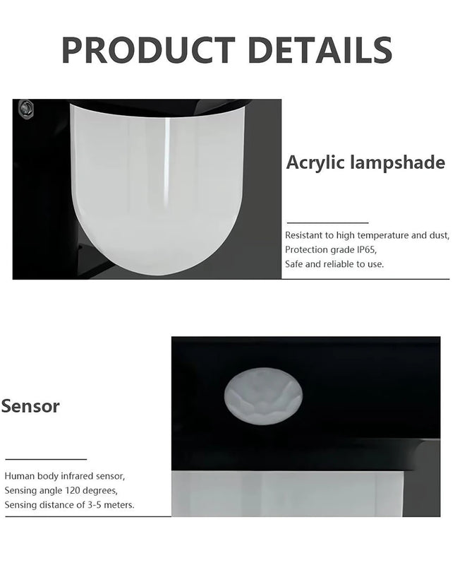 Solar Lights Outdoor Garden Solar Powered Wall Lamp Waterproof Motion Sensor Pathway Light Landscape Path Yard Backyard Lawn