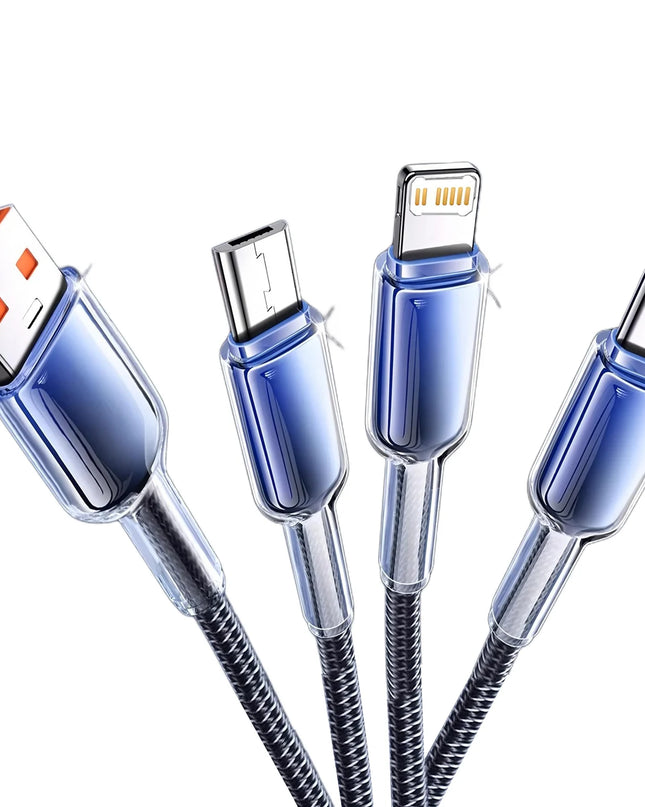 3 in 1 USB Cable 6A 240W Micro USB Type C Charging Cable For iPhone 14 13 12 Huawei Honor Xiaomi 13 ViVo Oppo Data Cord
