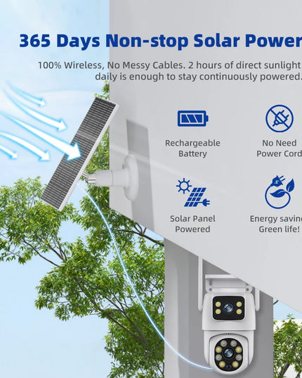 Tuya Smart 4MP+4MP 8MP Dual Lens Battery Solar WiFi Dual Screen Human Motion Tracking Outdoor Security Surveillance FHD Camera
