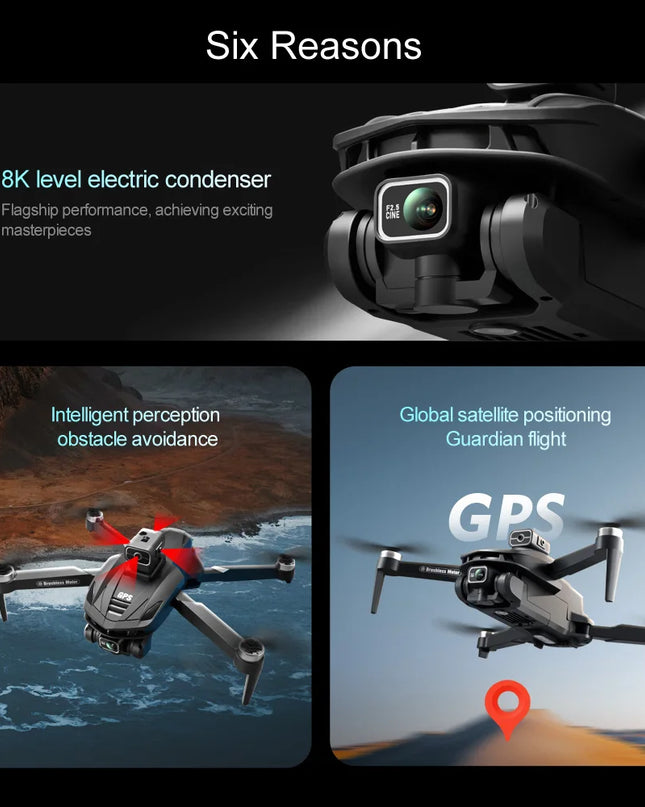 2025 V168 Pro MAX GPS Drone 8K Professional HD Camera 5G WIFI FPV 360° Obstacle Avoidance Brushless Large Screen RC Quadcopter