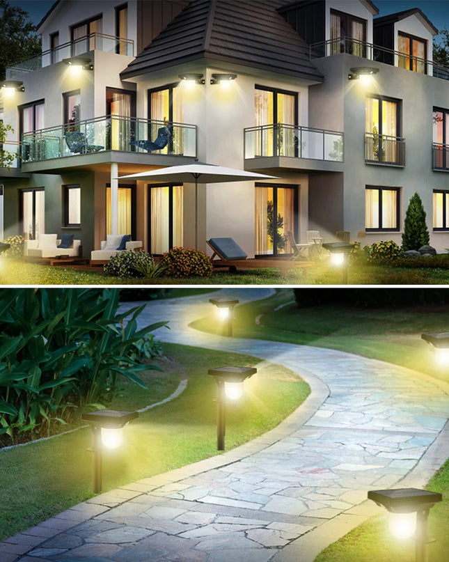 Solar Lights Outdoor Garden Solar Powered Wall Lamp Waterproof Motion Sensor Pathway Light Landscape Path Yard Backyard Lawn