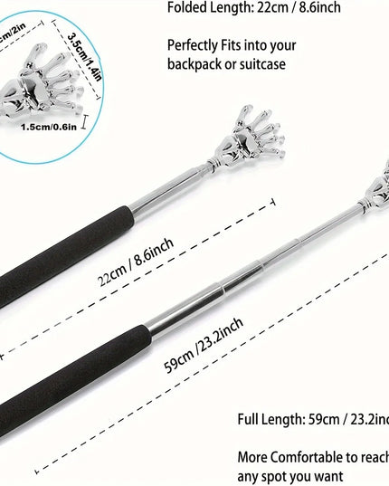 Portable Extendable Back Scratcher Stainless Steel Telescoping Back Scratcher for Both Human and Pets Extendable Back Massager