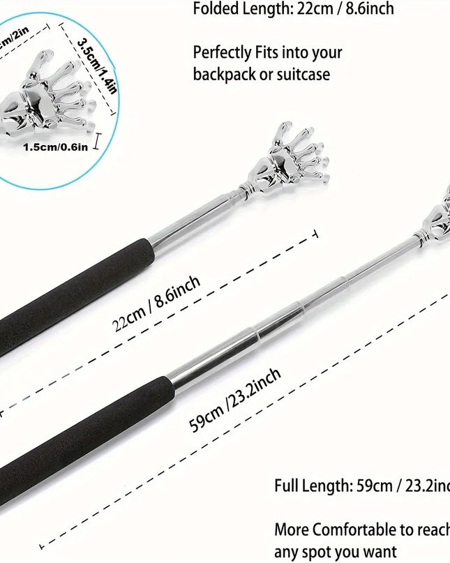 Portable Extendable Back Scratcher Stainless Steel Telescoping Back Scratcher for Both Human and Pets Extendable Back Massager