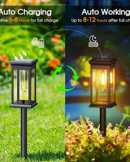 Solar Pathway Lights Solar Lights Outdoor Solar Powered Garden Lights for Walkway Yard Backyard Lawn Landscape Lighting Decor