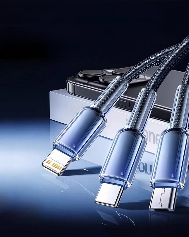 3 in 1 USB Cable 6A 240W Micro USB Type C Charging Cable For iPhone 14 13 12 Huawei Honor Xiaomi 13 ViVo Oppo Data Cord