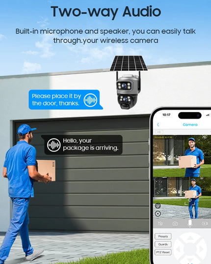 V380 Dual Lens 4G Camera Solar PIR Human Detection Night Vision Waterproof Security Video IP Camara 8MP 4K Battery CCTV Monitor