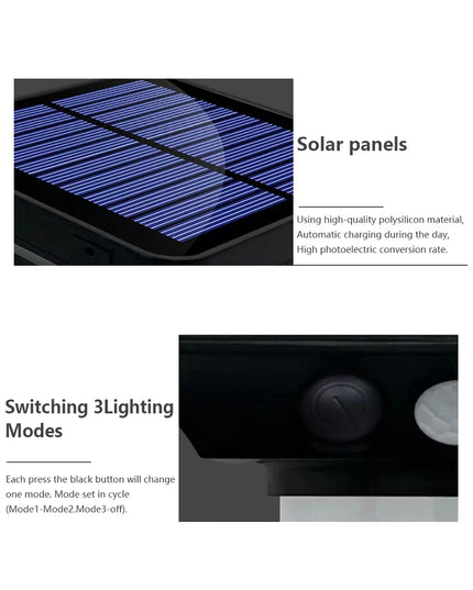 Solar Lights Outdoor Garden Solar Powered Wall Lamp Waterproof Motion Sensor Pathway Light Landscape Path Yard Backyard Lawn