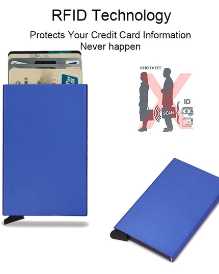 Rfid Smart Wallet Card Holder Metal Thin Slim Men Women Wallets Pop Up Minimalist Wallet Small Black Purse Vallet Walets for Men