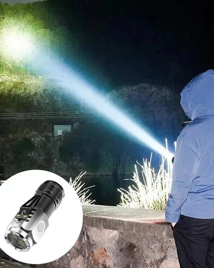 LED Strong Light Flashlight Rechargeable Multi functional for Long Range Portable Outdoor Home Mini Flashlight Cap Clip Light