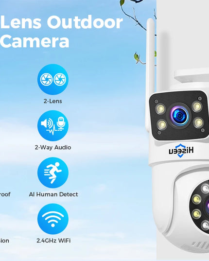 Hiseeu 6MP WIFI PTZ IP Camera Dual Lens 5X Digital Zoom Auto Tracking CCTV Surveillance Camera For Hiseeu Wireless CCTV System