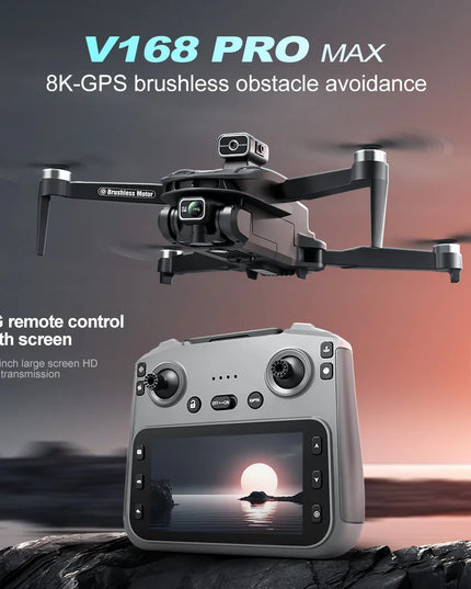2025 V168 Pro MAX GPS Drone 8K Professional HD Camera 5G WIFI FPV 360° Obstacle Avoidance Brushless Large Screen RC Quadcopter