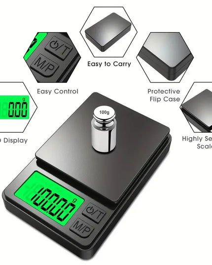 Precision Pocket Scale 1000g X 0.1g - Digital Gram, Food, Jewelry, Ounces/Grains Scale with Backlit LCD - Mini Scale for Travel