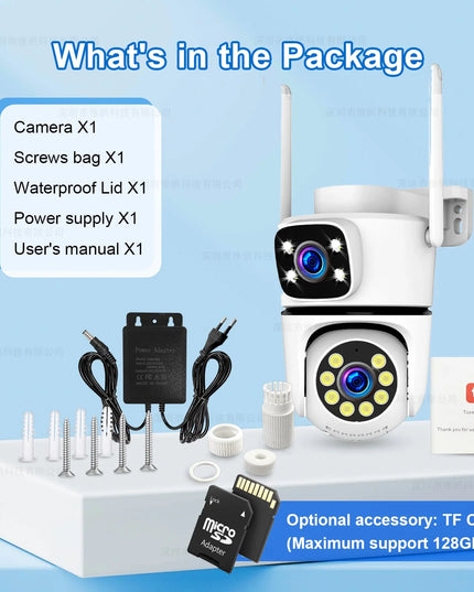 Tuya 5K 10MP WIFI IP Camera Outdoor 5G Wifi Dual Lens PTZ Cam Onvif CCTV Surveillance AI Tracking Alexa/Goggle Security Camera