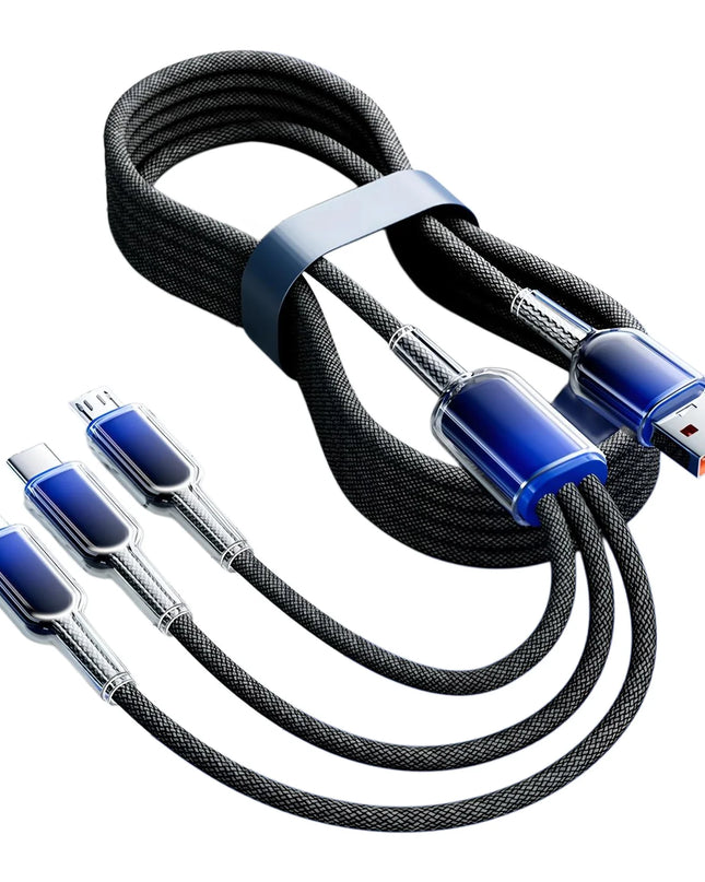 3 in 1 USB Cable 6A 240W Micro USB Type C Charging Cable For iPhone 14 13 12 Huawei Honor Xiaomi 13 ViVo Oppo Data Cord