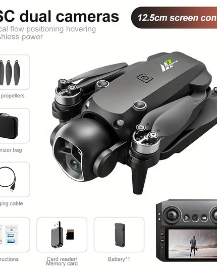 DroneM7 Upgraded Drone with 4.9” HD FPV Camera, 3-Camera Obstacle Avoidance, Brushless Motor, Foldable arms & Night Flying - Quadcopter Suitable for Adults & Beginners, Ideal Gift for Christmas/Halloween/Birthdays