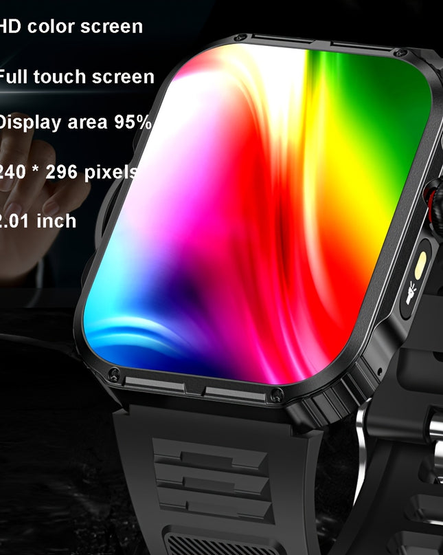 [Ideal Gift] COIUSOR Smart Watch With Built-in LED Flashlight, 2.01" IPS Display, Wireless Calling, Wireless 5.3, 100+ Sports Modes, Step Counter, Distance & Calorie Tracker, Music & Camera Control, Compatible With For iphone