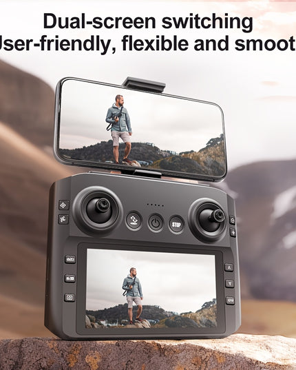 DroneM7 Upgraded Drone with 4.9” HD FPV Camera, 3-Camera Obstacle Avoidance, Brushless Motor, Foldable arms & Night Flying - Quadcopter Suitable for Adults & Beginners, Ideal Gift for Christmas/Halloween/Birthdays