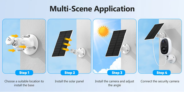 2K Solar Camera Outdoor Wireless, 2.4GWiFi Cameras for Home Security with Solar Panel, 5200mAh Battery, Spotlight Color Night Vision, AI Motion Detection, Siren Alarm, 2-Way Talk, IP66, Cloud/SD Storage EasyInstallation for H