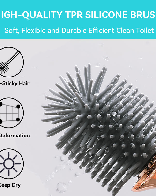 Aokala Toilet Brush And Holder, Elegant Toilet Bowl Brush Set with Ergonomic Long Handle, Modern Bathroom Decor Cleaning Accessories, Durable, Deep Cleaning Christmas Gifts/Halloween Gifts! - Black & White
