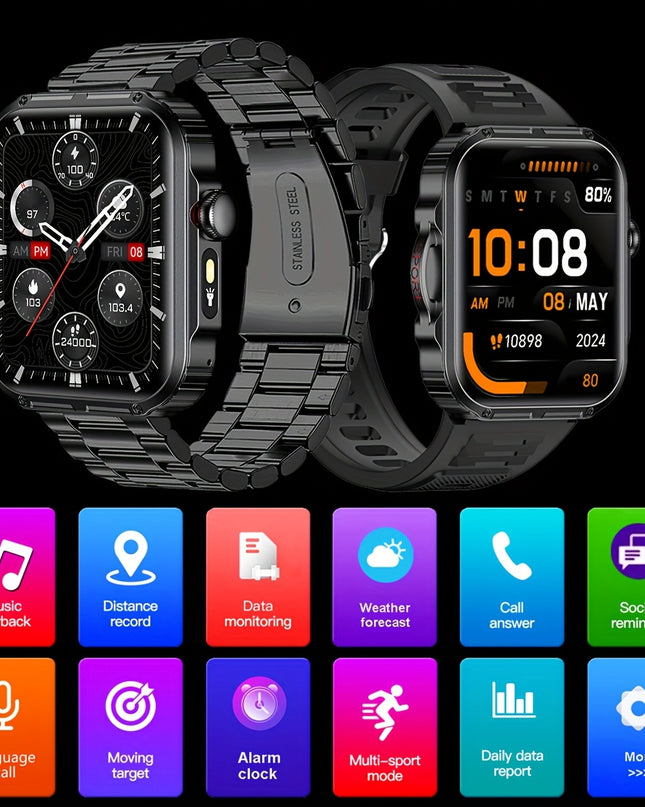 [Ideal Gift] COIUSOR Smart Watch With Built-in LED Flashlight, 2.01" IPS Display, Wireless Calling, Wireless 5.3, 100+ Sports Modes, Step Counter, Distance & Calorie Tracker, Music & Camera Control, Compatible With For iphone