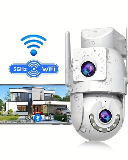 5G Outdoor Wireless IPX6 Security Camera with 1296P Full HD Night Vision, Dual-Lens Dual Screen, Motion Detection, Two-Way Audio, Multi-Party Sharing, Usb-powered For Home, Farm, Garden, Farm Surveillance, Modern Surveillance