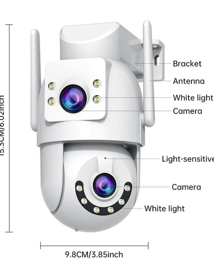 5G Outdoor Wireless IPX6 Security Camera with 1296P Full HD Night Vision, Dual-Lens Dual Screen, Motion Detection, Two-Way Audio, Multi-Party Sharing, Usb-powered For Home, Farm, Garden, Farm Surveillance, Modern Surveillance