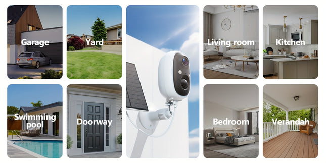 2K Solar Camera Outdoor Wireless, 2.4GWiFi Cameras for Home Security with Solar Panel, 5200mAh Battery, Spotlight Color Night Vision, AI Motion Detection, Siren Alarm, 2-Way Talk, IP66, Cloud/SD Storage EasyInstallation for H