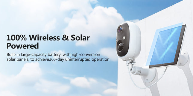 2K Solar Camera Outdoor Wireless, 2.4GWiFi Cameras for Home Security with Solar Panel, 5200mAh Battery, Spotlight Color Night Vision, AI Motion Detection, Siren Alarm, 2-Way Talk, IP66, Cloud/SD Storage EasyInstallation for H