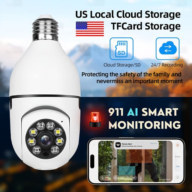 6pcs 4MP HD Wireless Security Camera System Can Monitor And Protect Your Family And Pets In Real Time Through 2.4G/5Ghz WIFI, Color Night Vision, 911 Artificial Intelligence Indoor Monitoring And Two-way Voice.