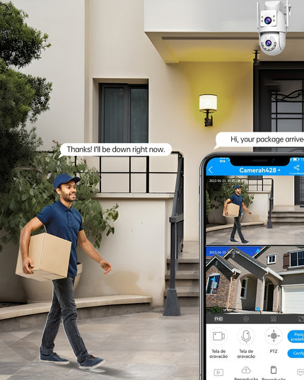 5G Outdoor Wireless IPX6 Security Camera with 1296P Full HD Night Vision, Dual-Lens Dual Screen, Motion Detection, Two-Way Audio, Multi-Party Sharing, Usb-powered For Home, Farm, Garden, Farm Surveillance, Modern Surveillance